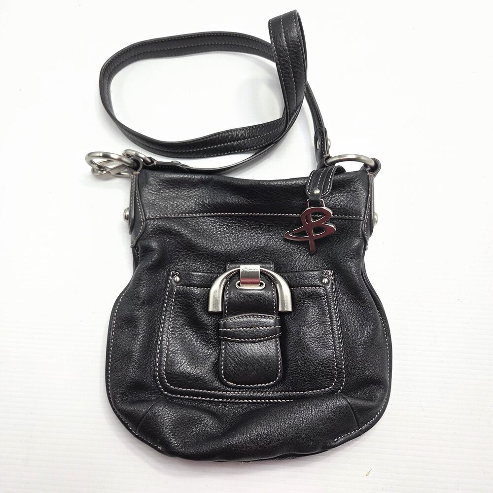 B. Makowsky Bag Womens Black Pebbled Leather Crossbody Strap Handbag Outdoor